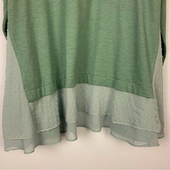 LOGO Lori Goldstein Open Layered Green Cardigan - Picture 5 of 7